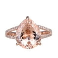 thumbnail image 1 of 11x8mm Pear Shape 4 Carat Morganite Engagement Ring Diamond Moissanite Wedding Ring 10k Rose Gold Big Stone Split Shank Claw Prongs, 1 of 9