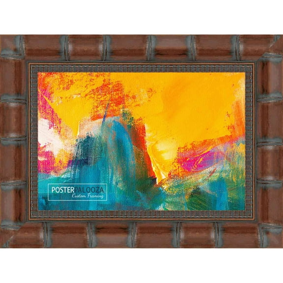 11x9 Brown Wide Bamboo Picture Frame - UV Acrylic, Foam Board Backing, Hanging Hardware