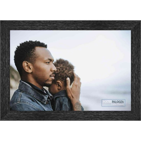 9x11 Black Rustic Thin Barnwood Picture Frame - UV Acrylic, Foam Board Backing, Hanging Hardware