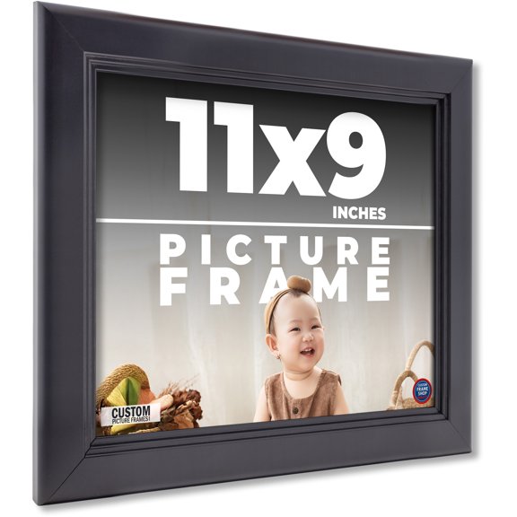 11x9 Frame Black Picture Frame - Complete Modern Photo Frame Includes UV Acrylic Shatter Guard