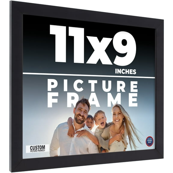 11x9 Frame Black Real Wood Picture Frame Width 0.75 inches | Interior Frame Depth 0.5 inches | Noir