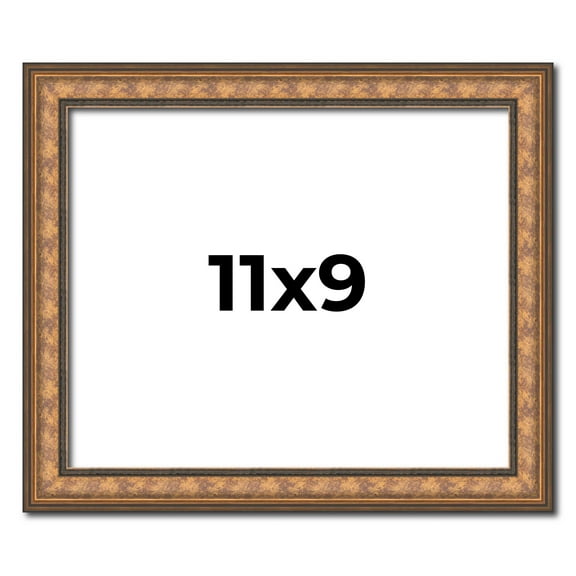 11x9 Frame Gold Real Wood Picture Frame Width 1.25 Inches Interior Frame Depth 0.5 Inches Garrin