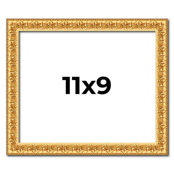 11x9 Frame Gold Real Wood Picture Frame Width 1 inches | Interior Frame Depth 0.5 inches | Edwina