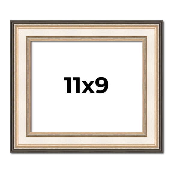 11x9 Frame Gold Silver Plein Aire 2" Inch Wide Moulding Solid Wood Picture Frame | Modena
