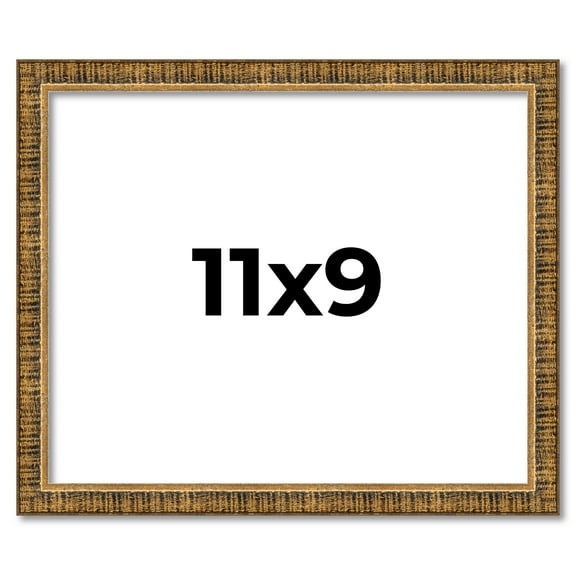 11x9 Frame Gold Solid Wood Picture Frame - Complete Modern Photo Frame Includes UV Acrylic