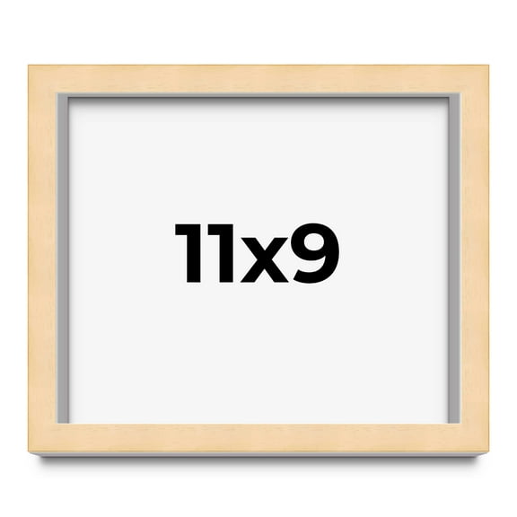 11x9 Frame Natural Wood Picture Frame | 0.75 Inch Moulding Width | with UV Acrylic Plexiglass, Foam