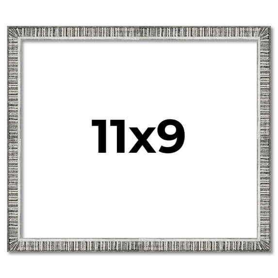 11x9 Frame Silver Grey Distressed Solid Wood Picture Frame | 0.75 Inch Moulding Width | Interior