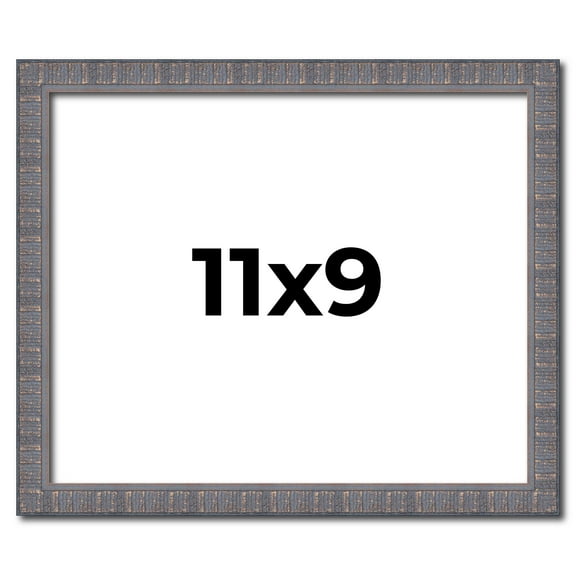 11x9 Frame Slate Blue Distressed Rustic Solid Wood Picture Frame | 0.75 Inch Moulding Width |