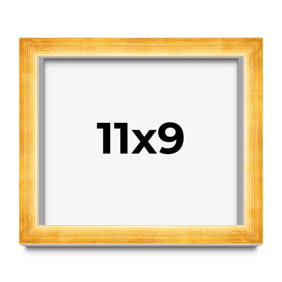 11x9 Shadow Box Frame Gold | 1.625 Inches Deep Real Wood Traditional Shadowbox Display Frame | UV