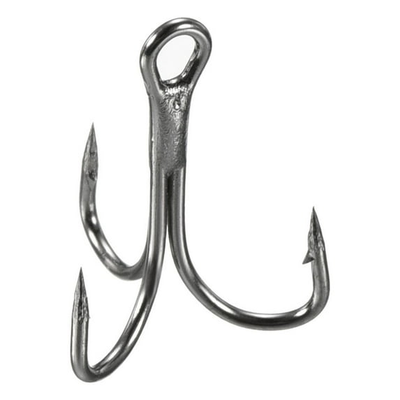 12# 0.51" Treble Fish Hooks Carbon Steel Bend Hook with Barbs, Black 20 Pack