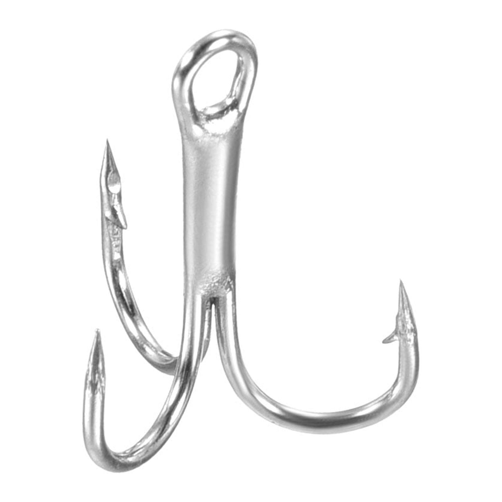 12# 0.51 Treble Fish Hooks Carbon Steel Sharp Bend Hook with Barbs, White  50 Pack