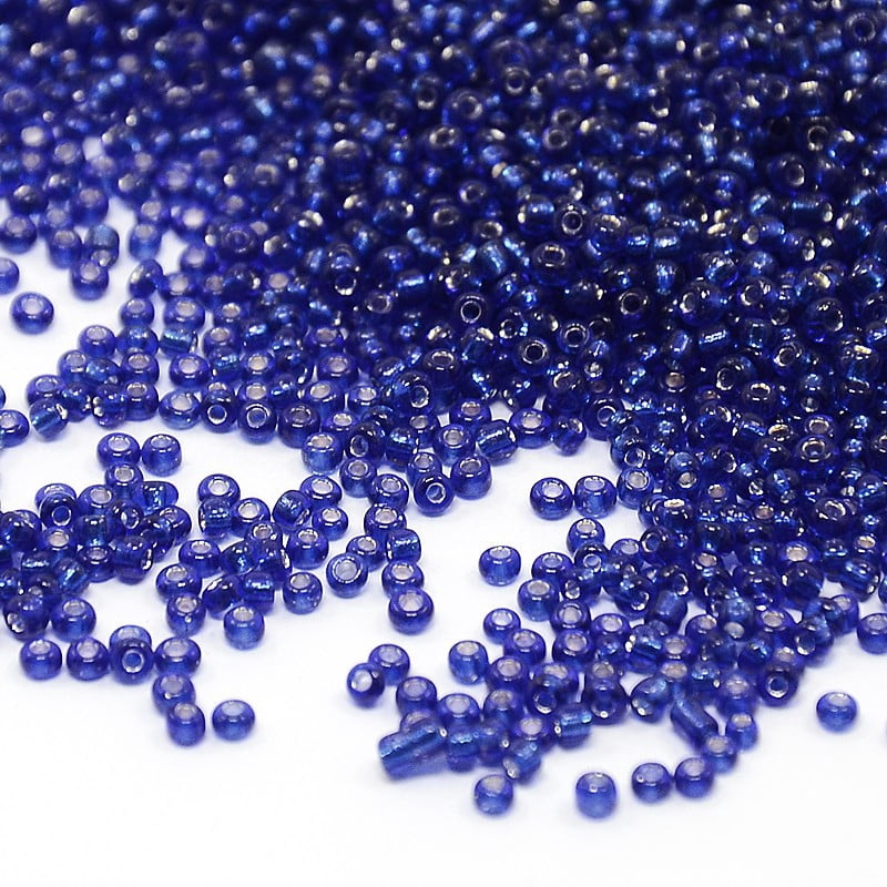 12/0 Glass Seed Beads Silver Lined Round Hole Round Blue 2mm Hole: 1mm about 30000 beads/pound