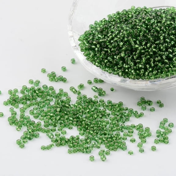 12/0 Glass Seed Beads Silver Lined Round Hole Round Lime Green 2mm Hole: 1mm