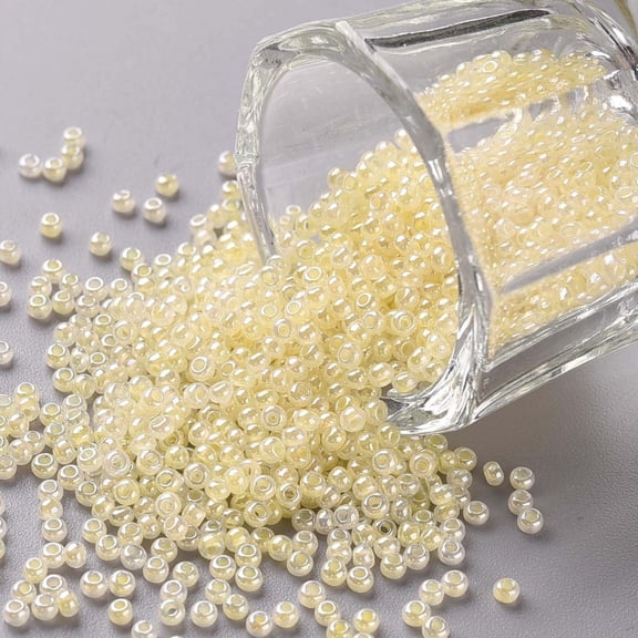 12/0 Grade A Round Glass Beads Ceylon Lemon Chiffon 2x1.5mm Hole: 0.7mm about 48500pcs/pound