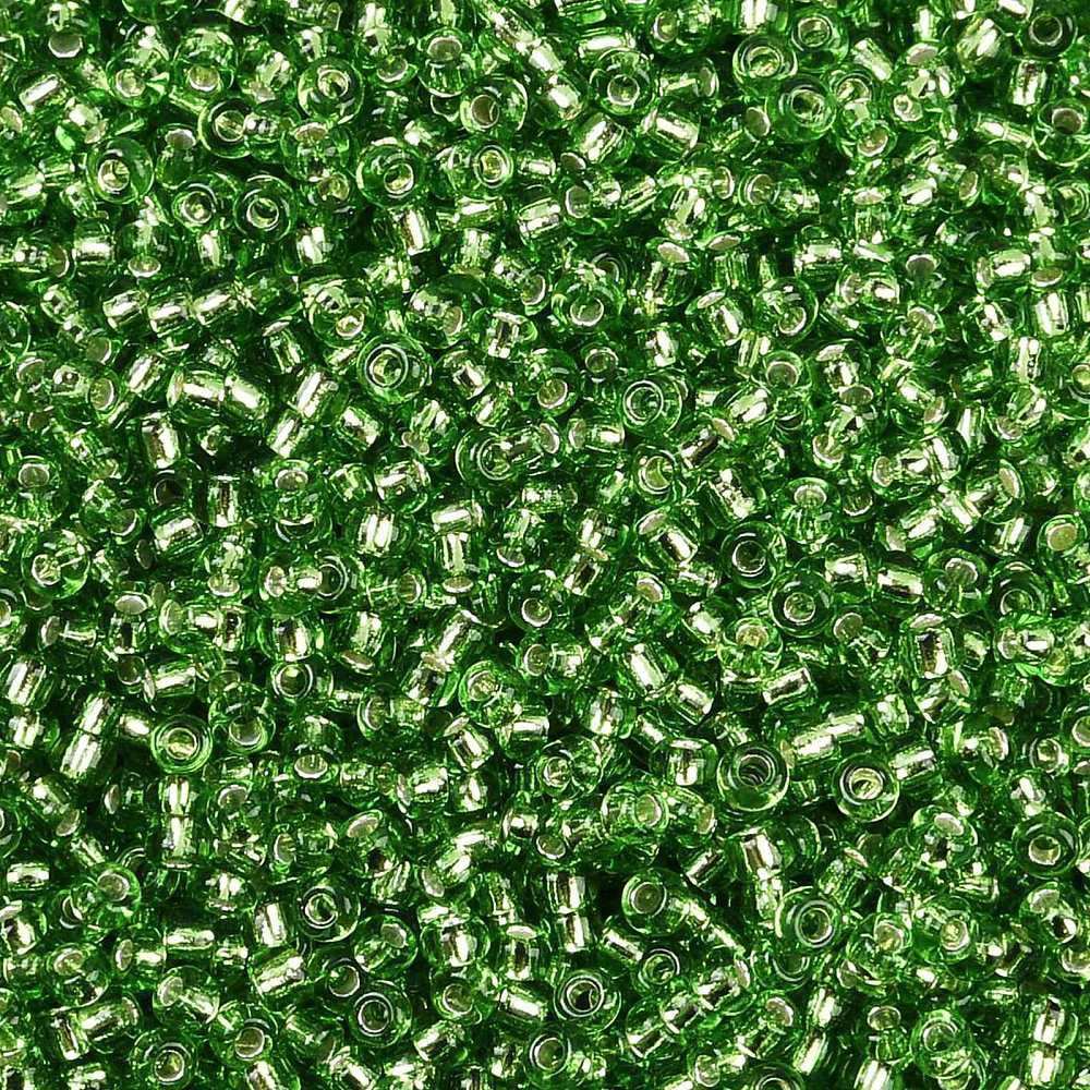 12/0 Grade A Round Glass Seed Beads Silver Lined Lime Green 12/0 2x1.5mm Hole: 0.3mm 30000pcs/bag