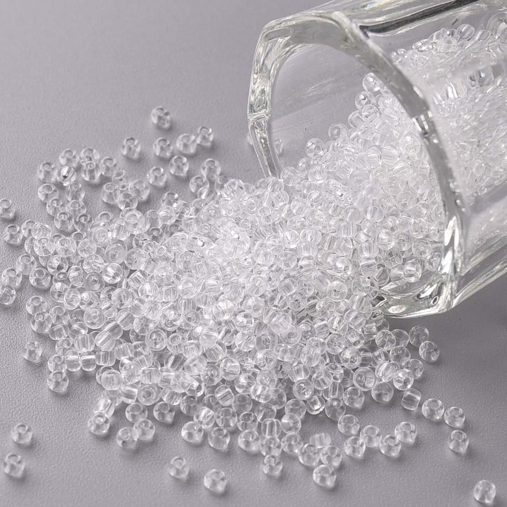 12/0 Grade A Round Glass Seed Beads Transparent Colours Clear 12/0 2x1.5mm Hole: 0.8mm about 30000pcs/bag
