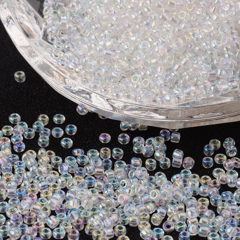 12/0 Grade A Round Glass Seed Beads Transparent Colours Rainbow WhiteSmoke 12/0 2x1.5mm Hole: 0.9mm about 30000pcs/bag