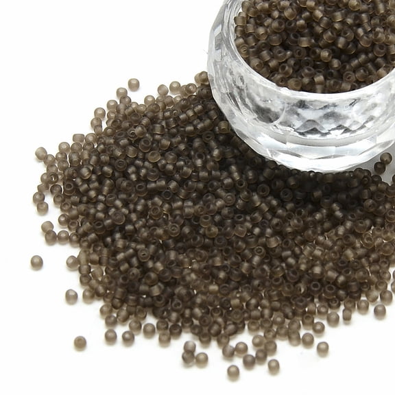 12/0 Grade A Round Glass Seed Beads Transparent Frosted style Coffee 2x1.5mm Hole: 0.8mm 30000pcs/bag DIY