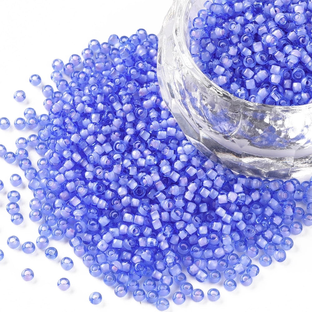 12/0 Grade A Round Glass Seed Beads Transparent Inside Colours Mauve 2x1.5mm Hole: 0.7mm about 48500pcs/pound