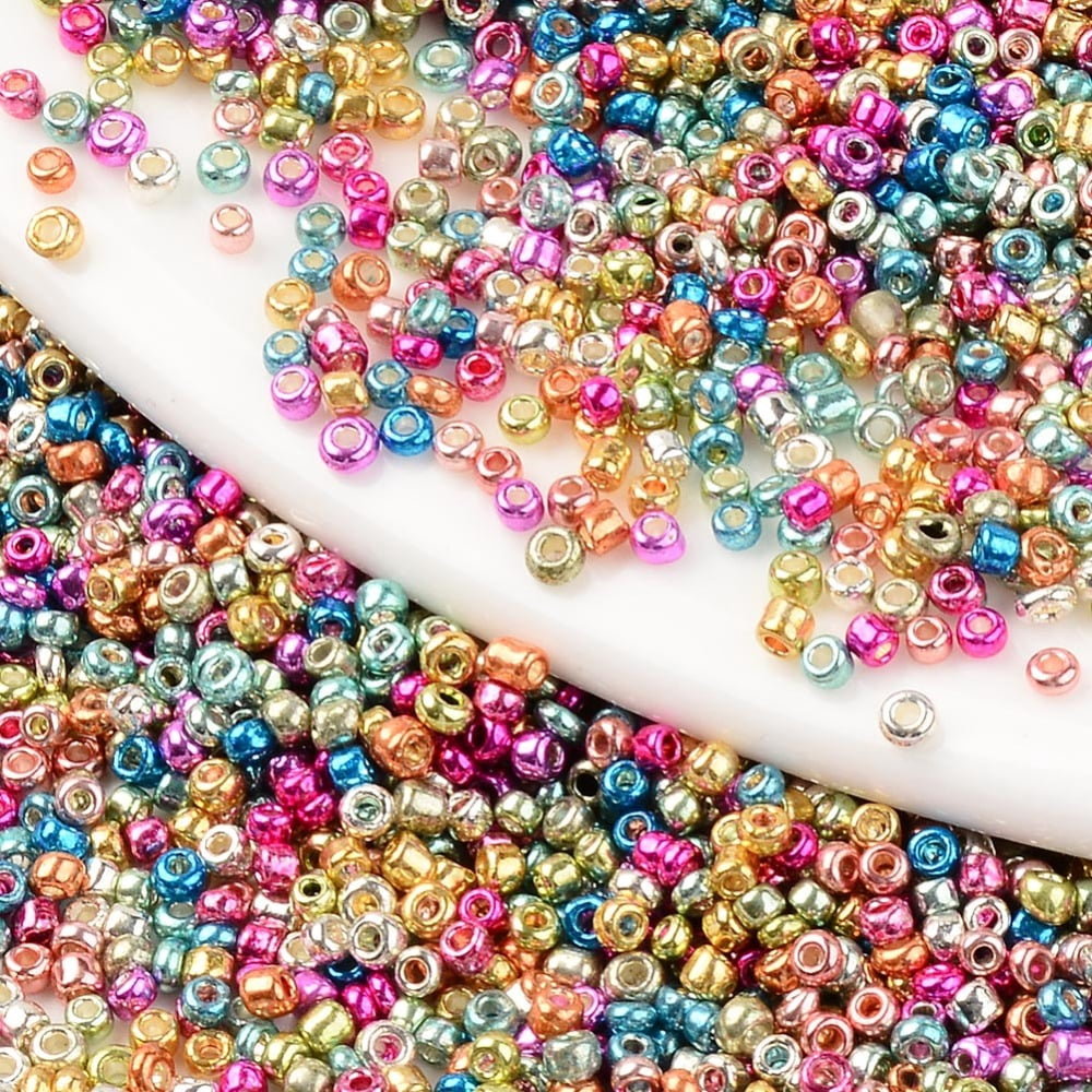 12/0 Plated Glass Seed Beads Round Hole Round Mixed Color 12/0 2~2.5x1.5~2mm Hole: 0.8mm about 450g/bag