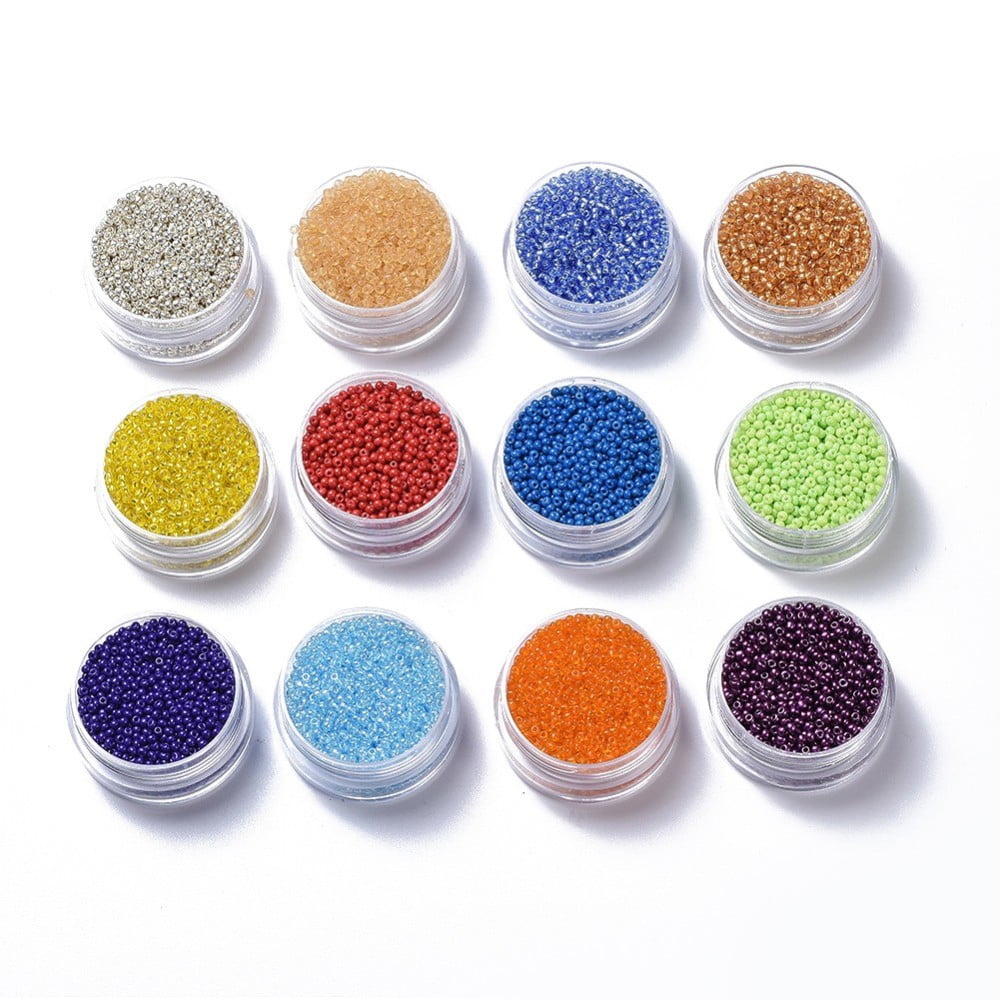 12/0 Round Glass Seed Beads Mixed Color 2~3x1.5~2mm