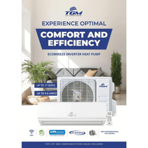 12,000 BTU 17 SEER2 115V High-Wall Ductless Mini-Split Air Conditioner Inverter Heat Pump with Installation kit