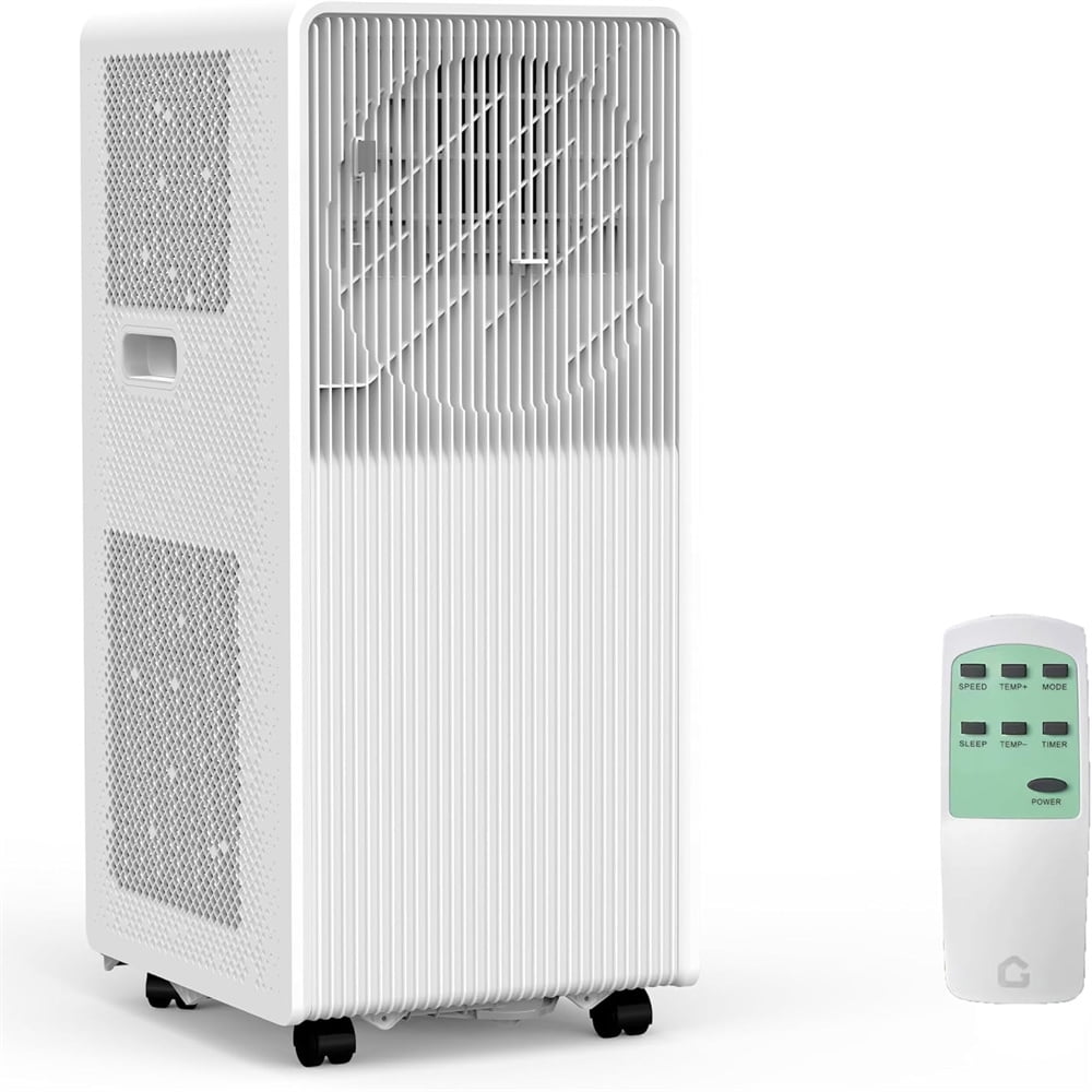 12,000 BTU Drainage-free Portable Air Conditioner for Indoor Rooms, 3-In-1 AC Unit for Bedroom 190-250 Sq.Ft, Dehumidifier, Fan, Sleep Mode, 24 Timer, Remote Control, Window Kits, White