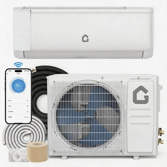 12,000 BTU Mini Split AC and Heat Pump, 18.5 SEER2 Ductless Inverter System, WiFi, Remote Control, Low Noise, Pre-Charged, 208-230V, for Up to 750 Sq. Ft.