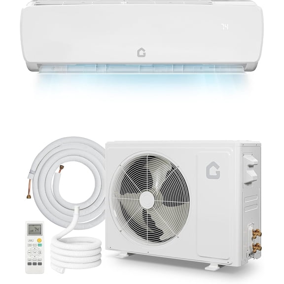 HD Ductless Mini Split Air Conditioner 12000 BTU, SEER 19 Inverter System with L-Shaped Panel, Cooling and Heating, 115V, R32