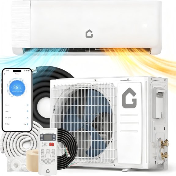 12.000 BTU Mini Split Air Conditioner & Heater. 21 SEER2 Ultra Quiet 208-230V Ductless AC with WiFi & Alexa Control. Certified for up to 550 Sq.Ft. Easy Installation Kit