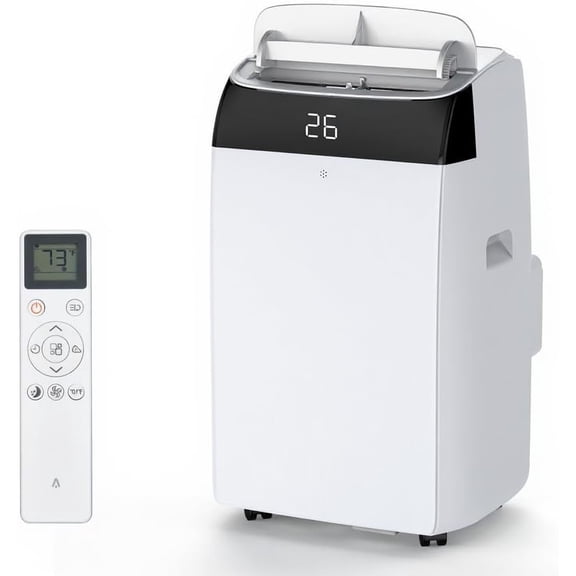 12,000 BTU Portable Air Conditioner, 3-in-1 Mobile AC Unit with Remote Control, Ultra-Quiet Operation, Covers 550 Sq. Ft., 24/7 Timer, Window Installation Kit for Home/Office/RV Use