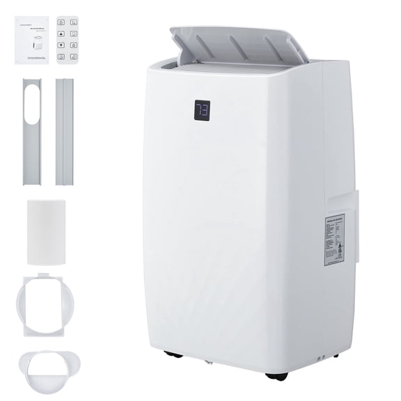 12,000 BTU Portable Air Conditioner, Cools Rooms Up to 550 Sq. Ft., Features Remote Control, Sleep Mode, 24H Timer, and Easy Window Installation Kit - AC Unit for Home Office