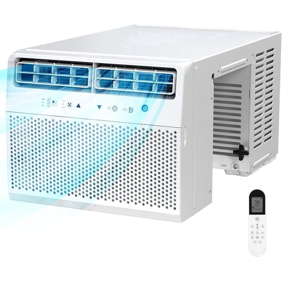 12,000 BTU U-Shaped Window Air Conditioner Unit Cools up to 550 Sq.Ft.with 6 Modes 24H Timer,Ultra Quiet Window AC Units with Full Window View,Energy Saving,Easy to Install,White