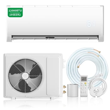 12000BTU Mini Split Air Conditioner with Heat Pump,19 SEER2 115V Split ac unit with Remote AC Cool Up to 1000 Sq. Ft,Variable Frequency Cooling and Heating，R32 Refrigerant & Installation Kit, White