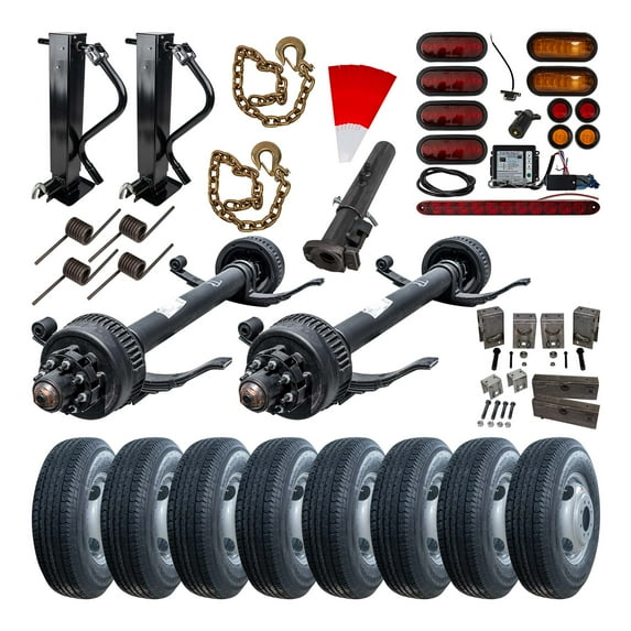 12,000 lb Dexter Tandem Axle Gooseneck TK Trailer Kit - Sprung - 24K Capacity Heavy Duty - (Complete Original Series), 74" Hubface 46" Spring Center