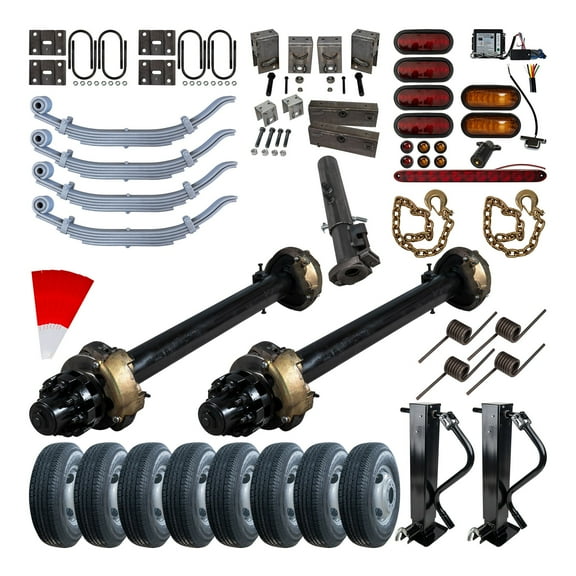 12,000 lb TK Tandem Axle Gooseneck Trailer Kit - Hydraulic Brake - 24K Capacity Heavy Duty - (Complete Original Series), Complete Dual Trailer Kit / 74/46 (3'10)