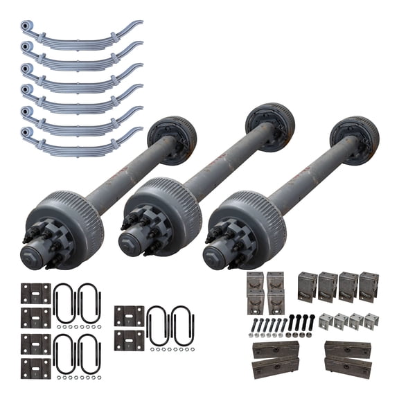 12,000 lb TK Triple Axle Kit with Suspension - 36K Capacity, 74" Hubface 46" Spring Center