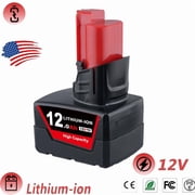 12.0AH M12 Replace for Miwoukee M12 12Volt Li-on Battery 48-11-2490 48-11-2403 48-11-2402 48-11-2412,Compatible with original 12v Cordless Power Tools and 12Volt Charger
