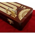 thumbnail image 1 of 12 1/2" 2 TRACK CONTINUOUS Cribbage Board BLOODWOOD Corner Games Won Storage Box, 1 of 7