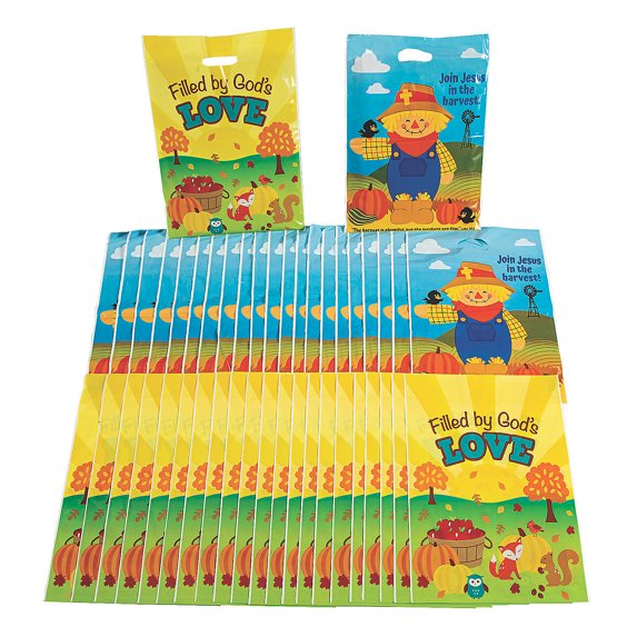 12 1/2" x 17 Bulk 250 Pieces Religious Fall Plastic Goody Bag Assortment