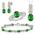 thumbnail image 1 of 12 1/3 Carat T.G.W. Chrome Diopside And White Diamond Accent Two Tone Sterling Silver 4-Piece Jewelry set, 1 of 9