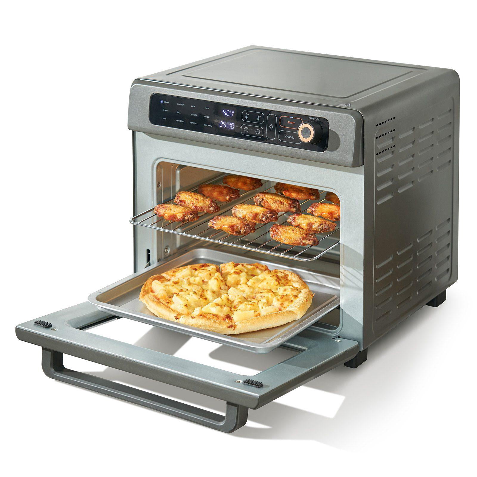 12 in 1 Air Fryer Toaster Oven 25L Convection Oven 1700W Stainless Steel Countertop Combo with Grill Pizza Pan Gloves 12 Slices Toast 12 Inch Pizza for Home and Commercial Use