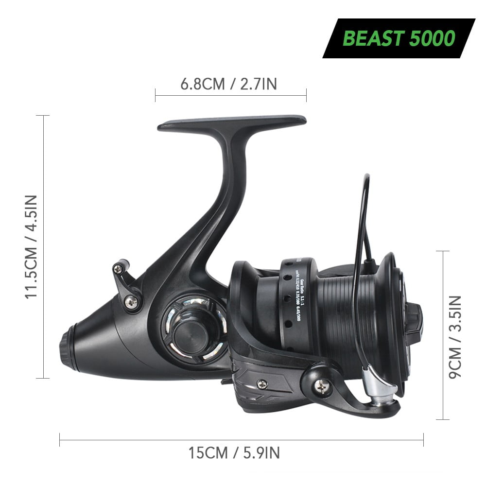 12+1 Ball Bearing Spinning Fishing Reel with Front and Rear Drag -  Walmart.com