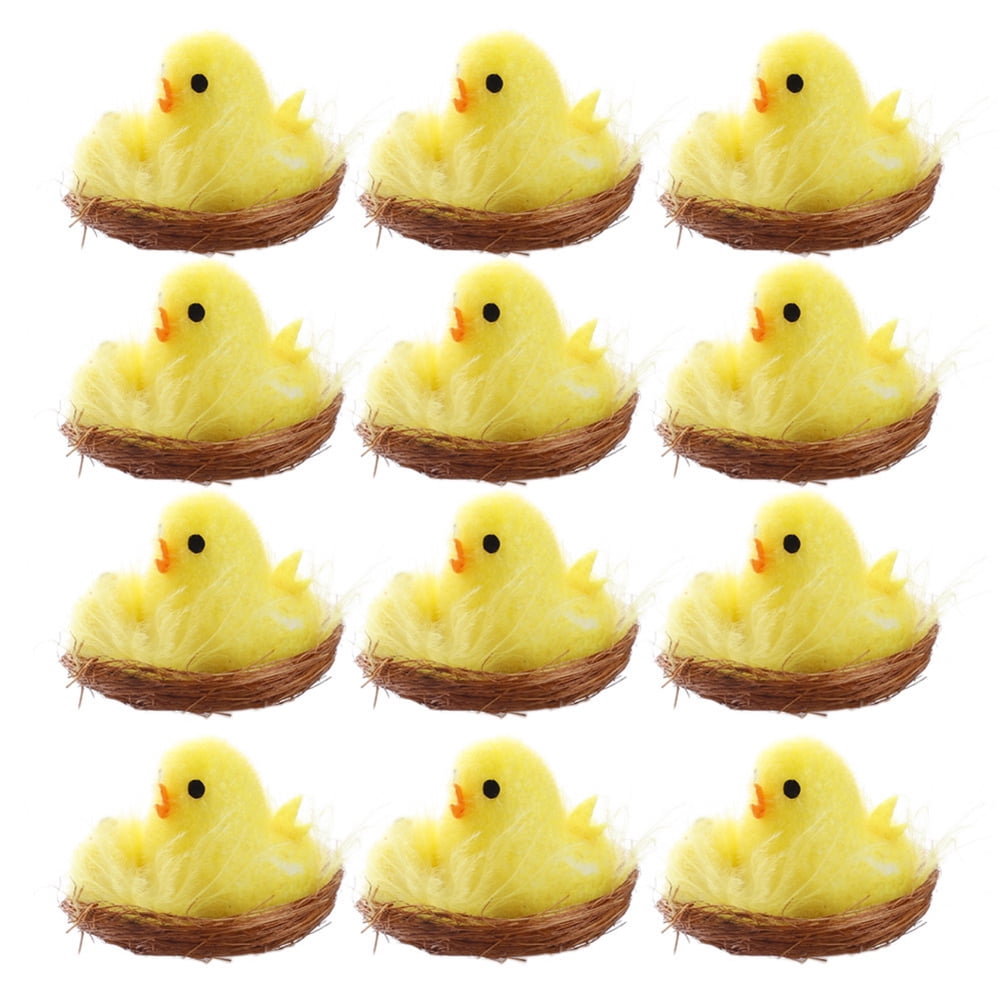 12 1 Box Chicks Plush Chicken Figures Toys Chick Models Statues Table ...