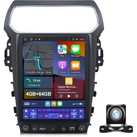 12.1" Car Radio Stereo GPS Carplay Android Auto For Ford Explorer 2011-2019 4+64G