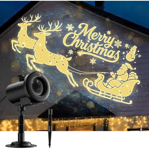 12 in 1 Christmas Projector Lights Outdoor,3D Dynamic Decorations Indoor,Clearer Santa Sleigh HD Patterns Holiday Lights,Waterproof for Window Wall Yard Decor