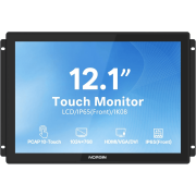 12.1 Inch IP65 Industrial Touchscreen,1024 768 Open Frame Monitor IPS, VESA Mount, 10-Point Capacitive Embedded Touch Display, HDMI/VGA/DVI/USB Ports, for Automation & HMI, POS, Self-Service