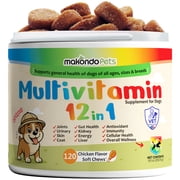 Multivitamin for Dogs 12 in 1, Joint and Digestive Support Supplement, 120 Chews Jar by Makondo Pets