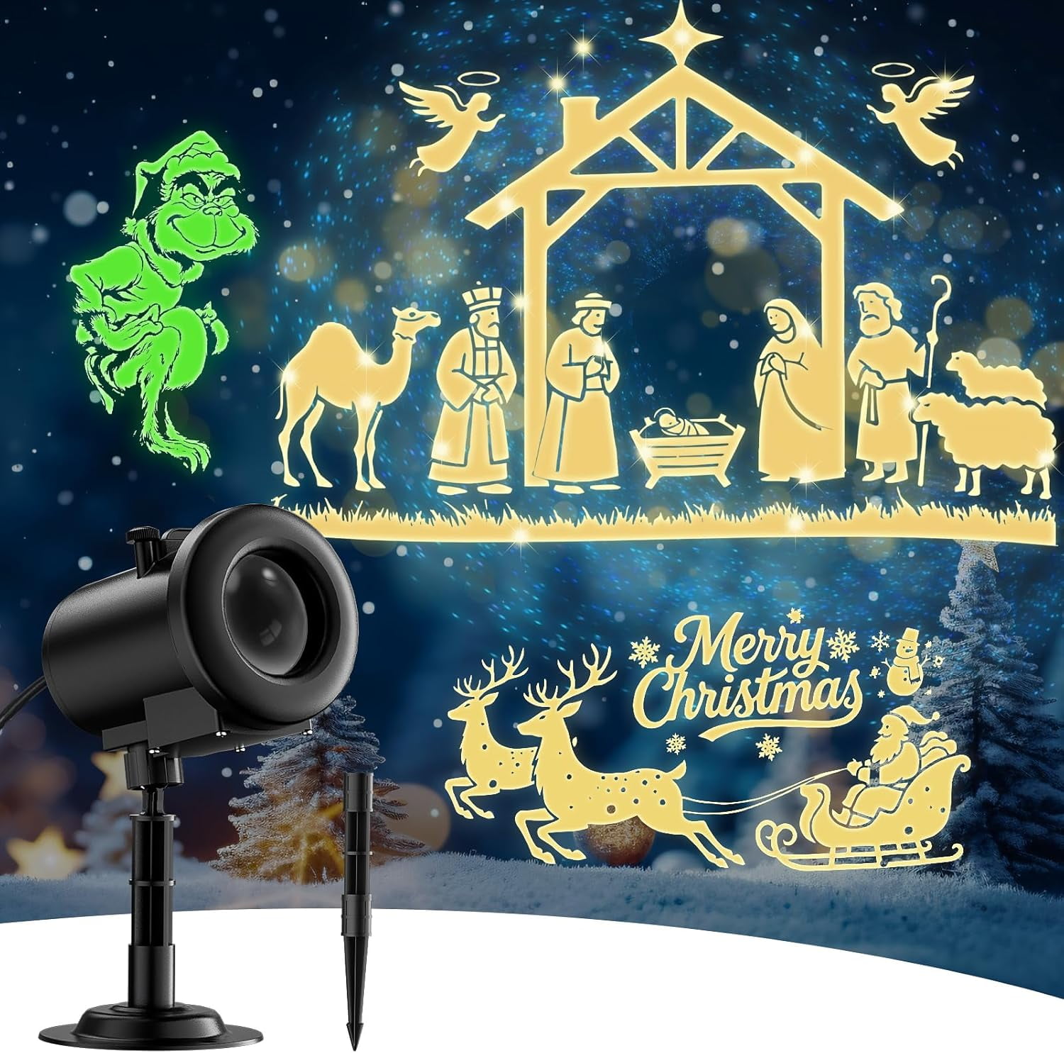 12 in 1 Nativity Scene Christmas Projector Lights Outdoor Indoor - 3D ...
