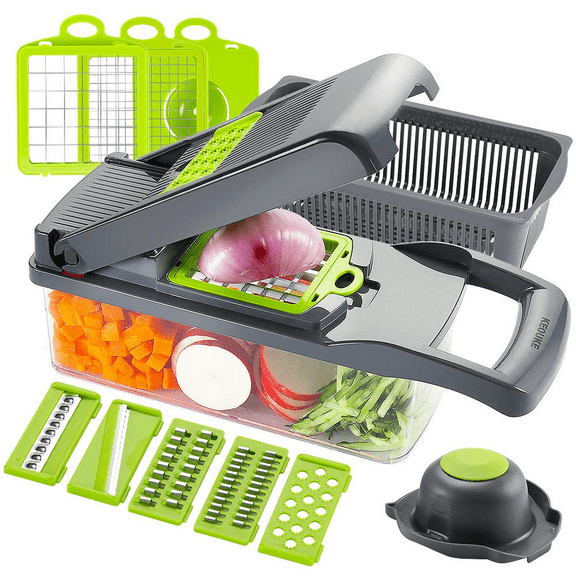 12 in 1 Vegetable Chopper, Multifunctional Mandoline Slicer Dicer Household Kitchen Manual Julienne Grater Cutter for Onion, Garlic, Carrot, Potato, Tomato, Fruit, Salad